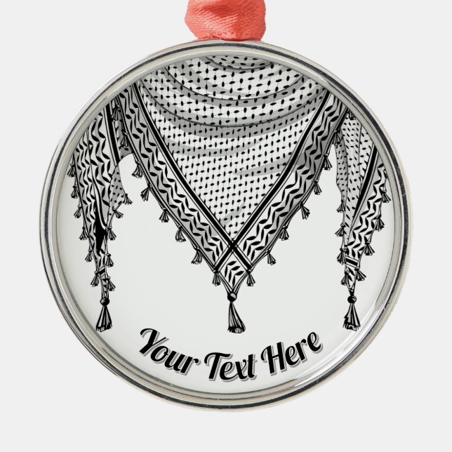 Keffiyeh Palestinian Scarf Traditional Fabric Metal Ornament (Front)