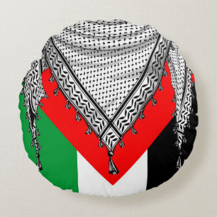 Keffiyeh Palestinian Scarf Traditional Fabric Round Cushion