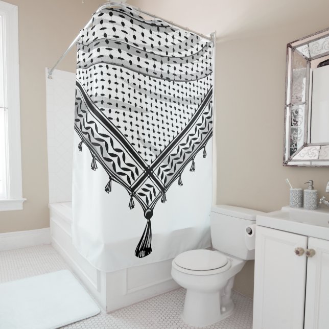 Keffiyeh Palestinian Scarf Traditional Fabric Shower Curtain (In Situ)