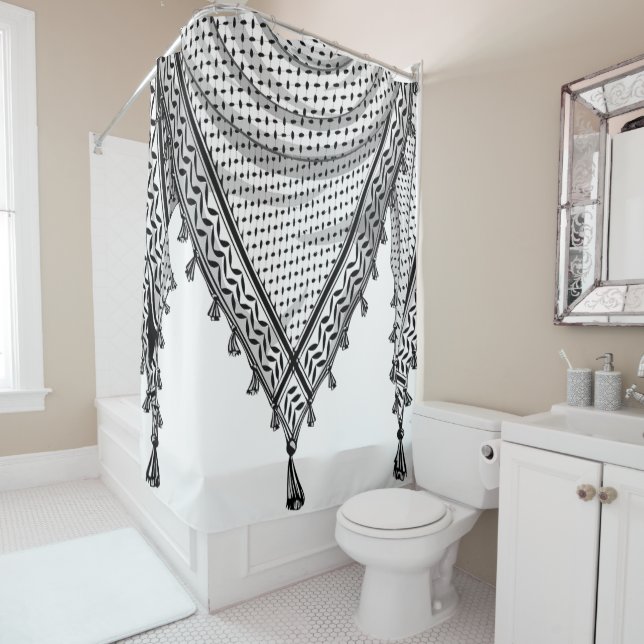 Keffiyeh Palestinian Scarf Traditional Fabric Shower Curtain (In Situ)