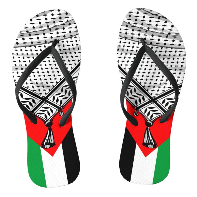 Keffiyeh Palestinian Scarf Traditional Fabric Thongs (Footbed)