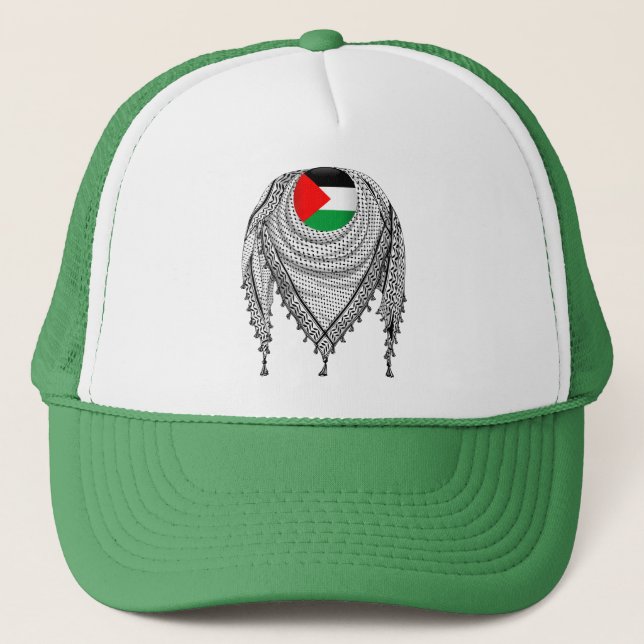 Keffiyeh Palestinian Scarf Traditional Fabric Trucker Hat (Front)
