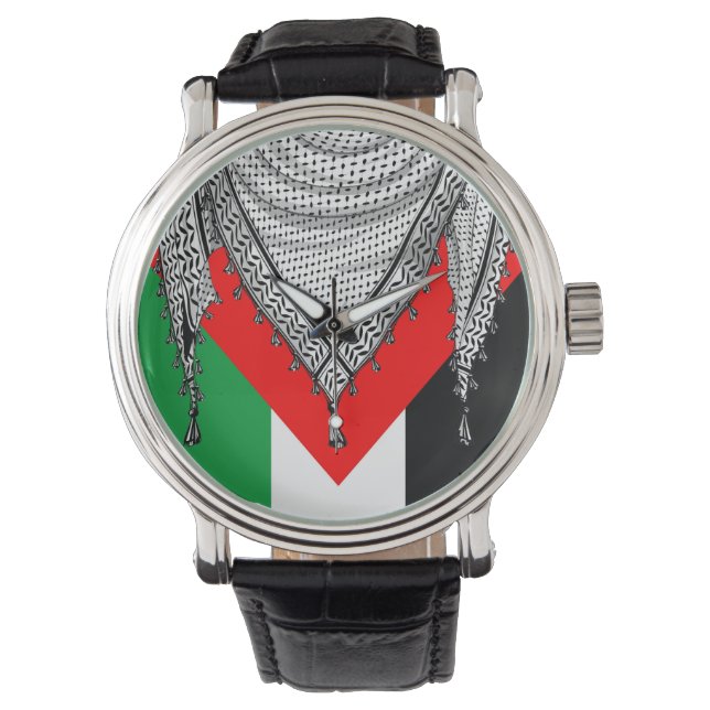 Keffiyeh Palestinian Scarf Traditional Fabric Watch (Front)