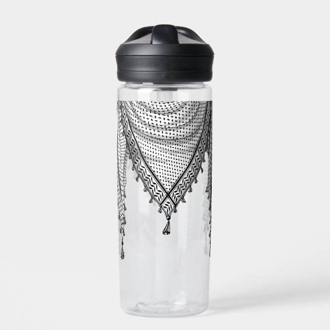 Keffiyeh Palestinian Scarf Traditional Fabric Water Bottle (Front)