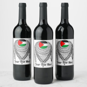 Keffiyeh Palestinian Scarf Traditional Fabric Wine Label