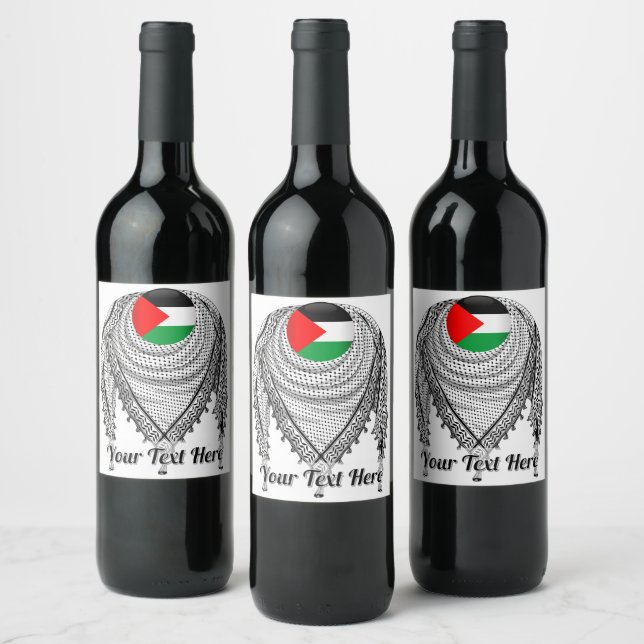 Keffiyeh Palestinian Scarf Traditional Fabric Wine Label (Bottles)
