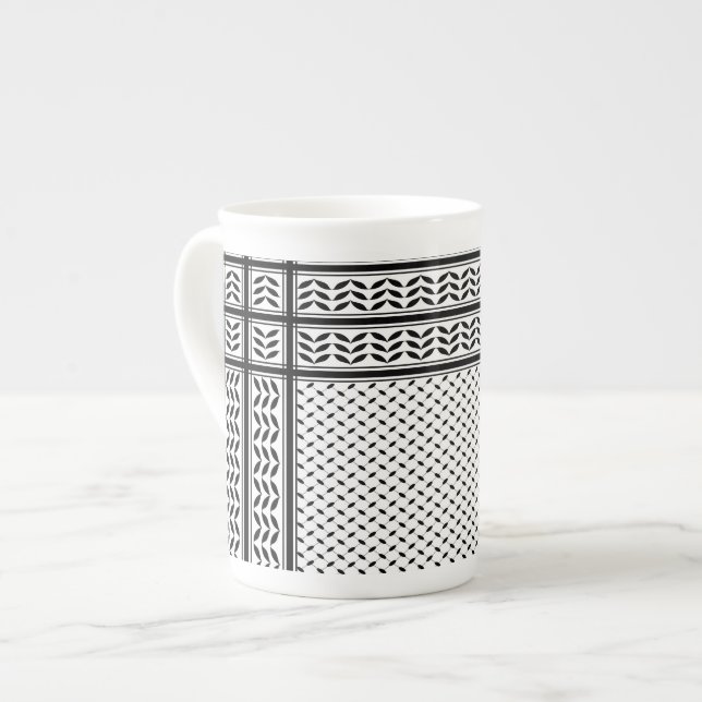 Keffiyeh Symbol of Palestine Resistance Pattern Bone China Mug (Front Left)