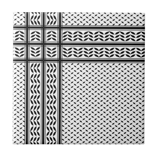 Keffiyeh Symbol of Palestine Resistance Pattern Ceramic Tile (Front)
