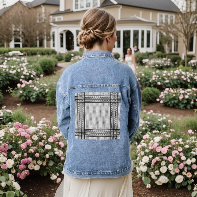 Keffiyeh Symbol of Palestine Resistance Pattern Denim Jacket (Wedding Back)