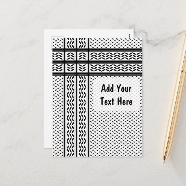 Keffiyeh Symbol of Palestine Resistance Pattern Holiday Postcard (Front/Back In Situ)
