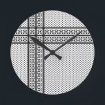 Keffiyeh Symbol of Palestine Resistance Pattern Round Clock<br><div class="desc">Fast forward to the 1960s and the rise of the Palestinian resistance movement,  the prominent Palestinian politician,  Yasser Arafat,  further solidified this meaning behind the keffiyeh. The keffiyeh became Arafat’s personal trademark as he draped it over his right shoulder to resemble the pre-1948 map of Palestine.</div>