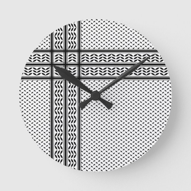Keffiyeh Symbol of Palestine Resistance Pattern Round Clock (Front)