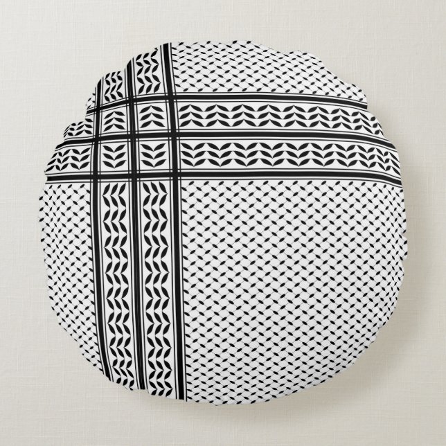 Keffiyeh Symbol of Palestine Resistance Pattern Round Cushion (Front)