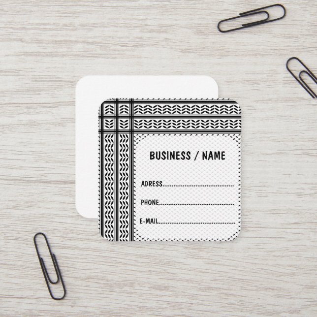 Keffiyeh Symbol of Palestine Resistance Pattern Square Business Card (Front/Back In Situ)