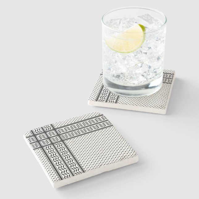 Keffiyeh Symbol of Palestine Resistance Pattern Stone Coaster (Side)