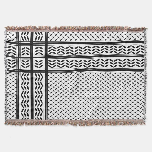 Keffiyeh Symbol of Palestine Resistance Pattern Throw Blanket (Front)