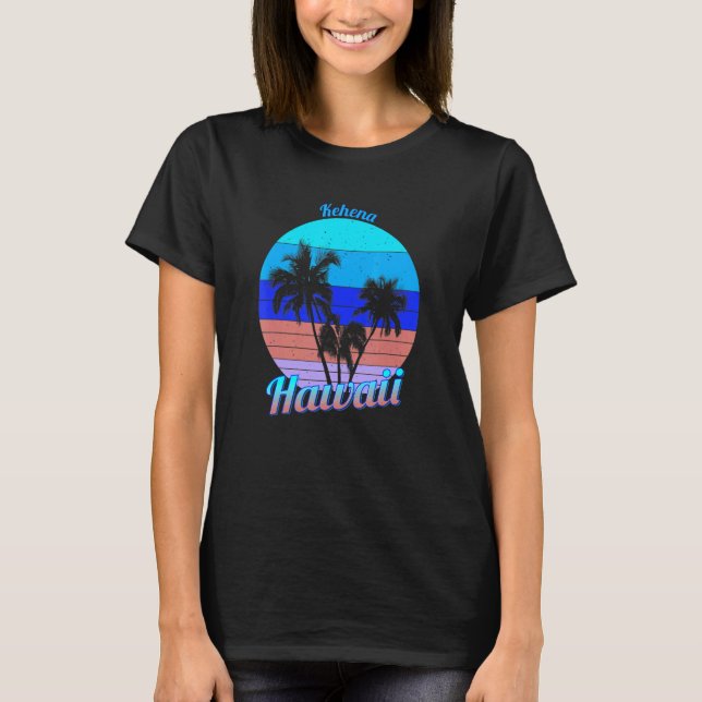 Kehena Hawaii Retro Tropical Palm Trees Vacation T-Shirt (Front)