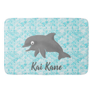 Keiki Watercolor Dolphin Wave Customised Bath Mat