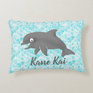 Keiki Watercolor Dolphin Wave Customised Decorative Cushion