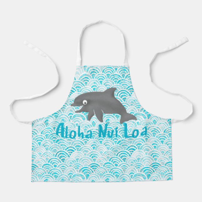 Keiki Watercolor Dolphin Wave Engineer Apron (Front)