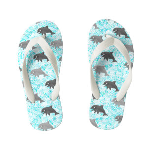 Keiki Watercolor Dolphin Wave Kid's Thongs