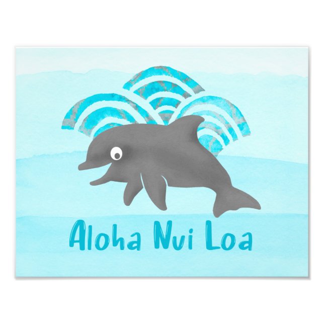 Keiki Watercolor Dolphin Wave Photo Print (Front)