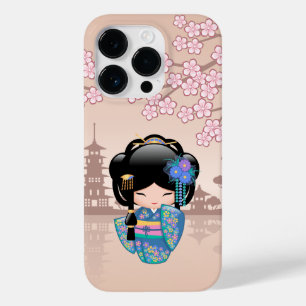 Keiko Kokeshi Doll - Blue Kimono Geisha Girl Case-Mate iPhone 14 Pro Case