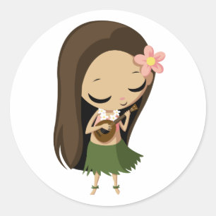 Keilana the Hula Girl Classic Round Sticker