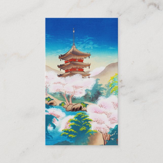 Keisui Pagoda in Spring japanese oriental scenery Business Card (Front)