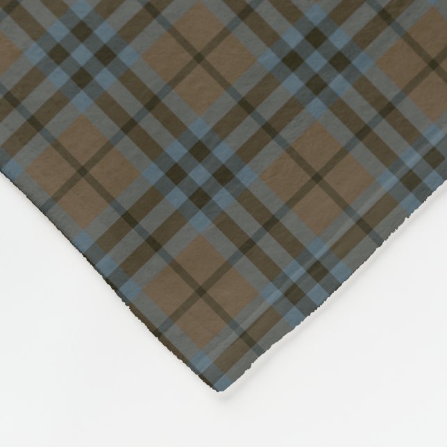 Keith Clan Brown and Blue Reproduction Tartan Fleece Blanket (Corner)