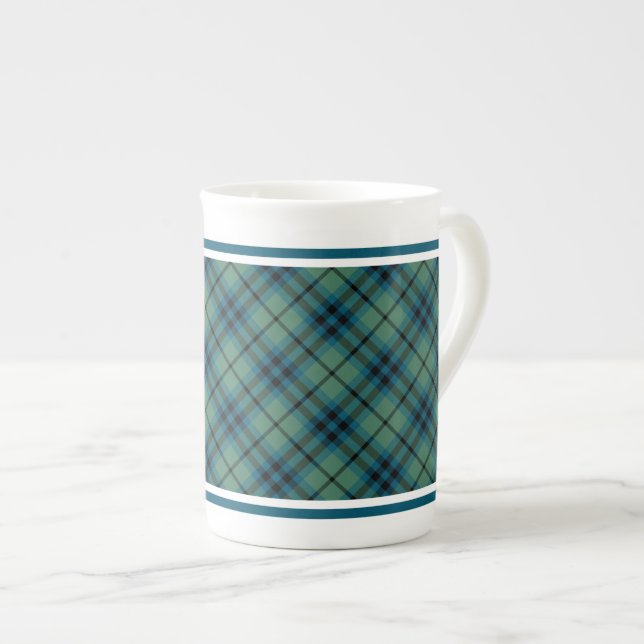 Keith Family Ancient Tartan Light Green Plaid Bone China Mug (Front Right)