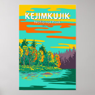 Kejimkujik National Park Still Brook Canada Retro Poster
