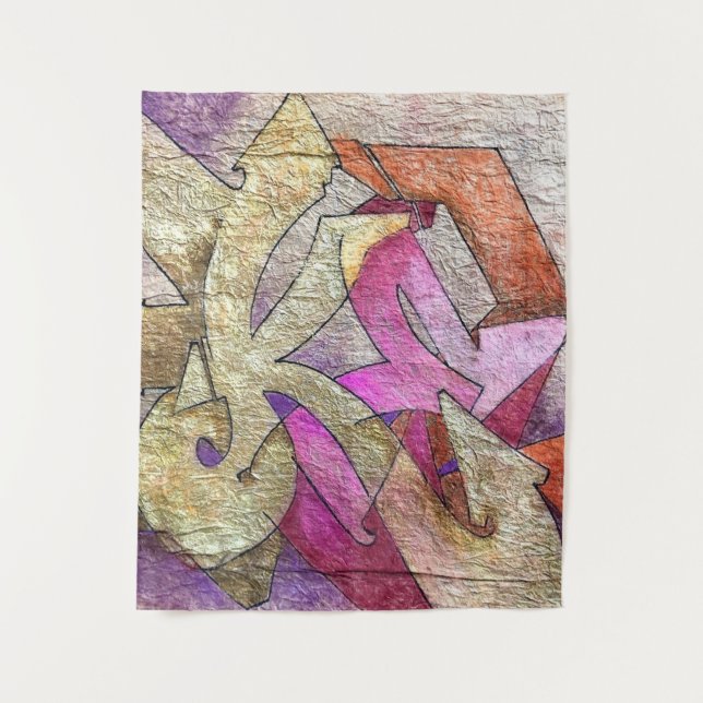 Kel1st Graffiti Gold Decor Tapestry (Front)