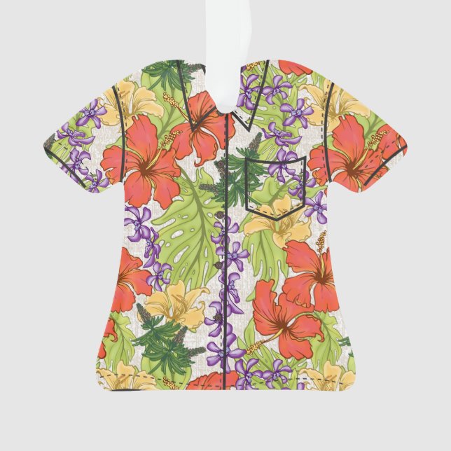 Keleah Tropical Hawaiian Hibiscus and Orchids Ornament (Front)