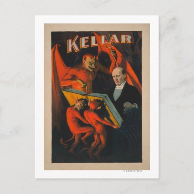 Kellar Devil and Demons with Magic Book Poster Postcard (Front)
