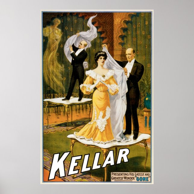 Kellar ~ Gone Magician Vintage Magic Act Poster (Front)