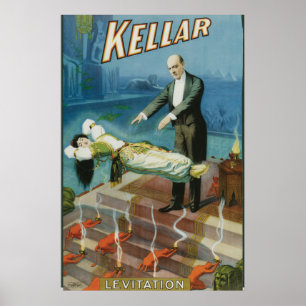 Kellar Levitation Vintage Magician Advertisement Poster