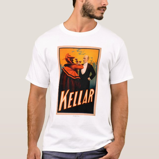 Kellar Magician Drinking Wine with the Devil T-Shirt (Front)