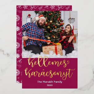 Kellemes Karácsonyt, Hungarian Merry Christmas Foil Holiday Card