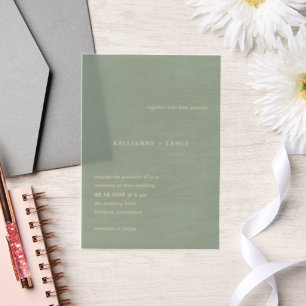 Kellianne Sage Green Modern Wedding Vellum Invitations