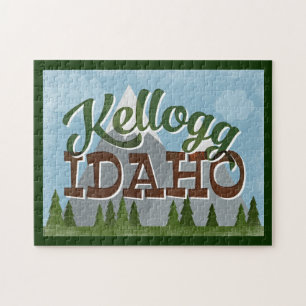 Kellogg Idaho Fun Retro Snowy Mountains Jigsaw Puzzle