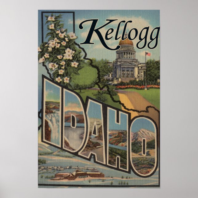 Kellogg, Idaho - Large Letter Scenes Poster (Front)