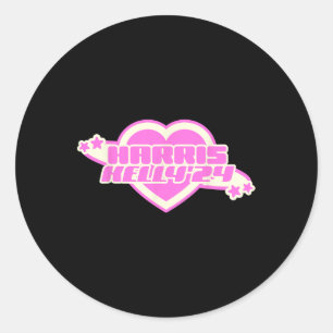 Kelly 2024 Trendy Heart Pink Girly Democrat  Classic Round Sticker