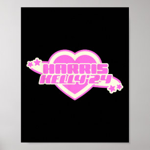 Kelly 2024 Trendy Heart Pink Girly Democrat  Poster