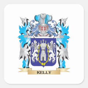Kelly Coat of Arms - Family Crest Square Sticker