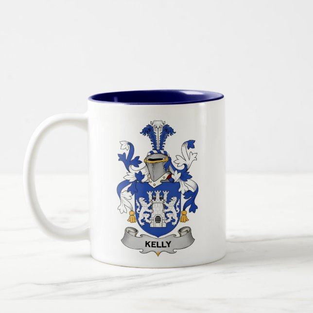 Kelly Coat of Arms Two-Tone Coffee Mug (Left)