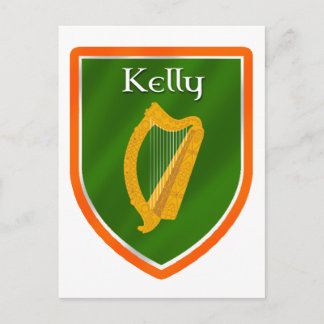 Kelly family crest kelly family name postcard