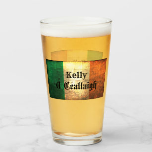Kelly Family Name on Irish Flag Glass