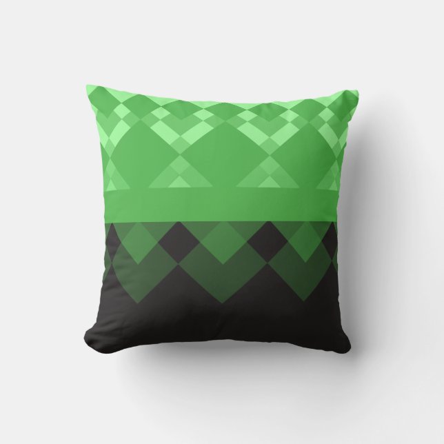 Kelly Green and Black Design Cushion (Front)