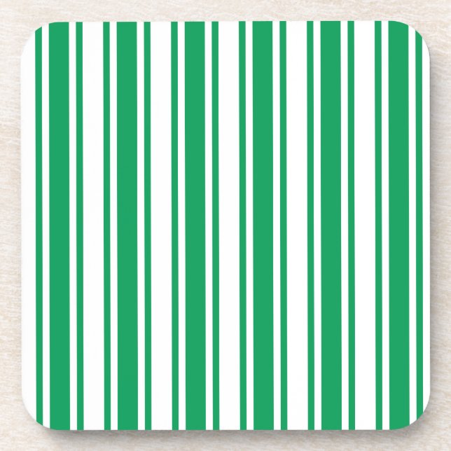 Kelly green and white candy stripes coaster (Front)
